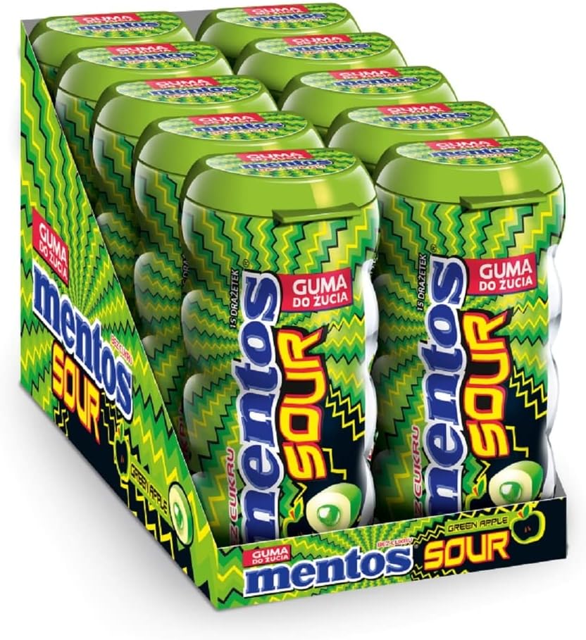 MENTOS SOUR GUM GREENAPPLE BOTTLE 30g